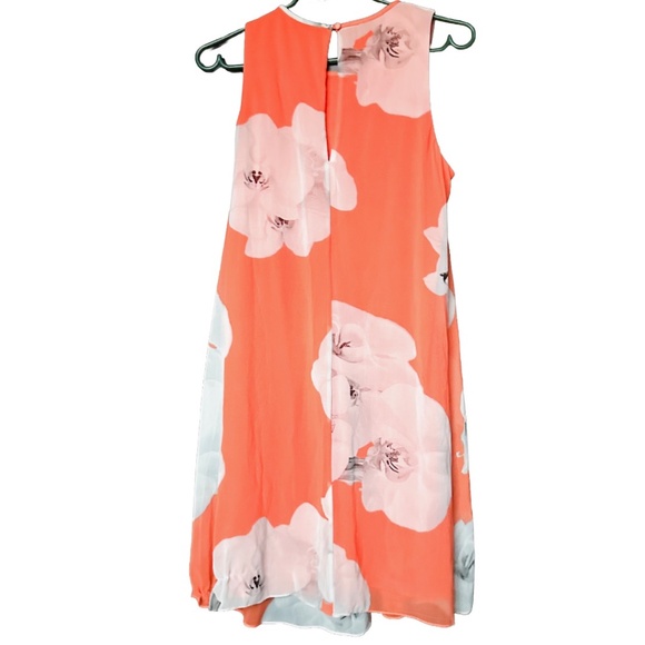 NWT! Calvin Klein Coral Floral Sleeveless Dress - Picture 2 of 7